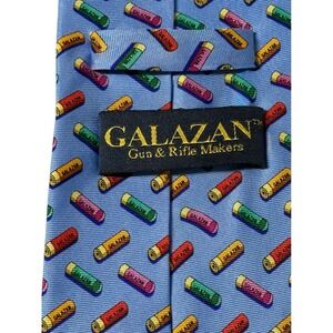 Galazan Gun & Rifle Makers Silk Tie Blue Shotgun Shell Pattern Hand Made Men